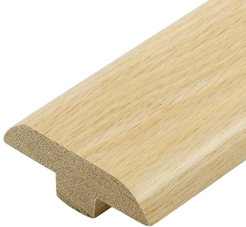 CroBlissful 2 Solid Red Oak T-molding 3/4 High Unfinished T Molding Floor Transition Strip, 3 FT Long Wood Threshold Doorways Reducer Interior Threshold Overlap Floor Transition Strip