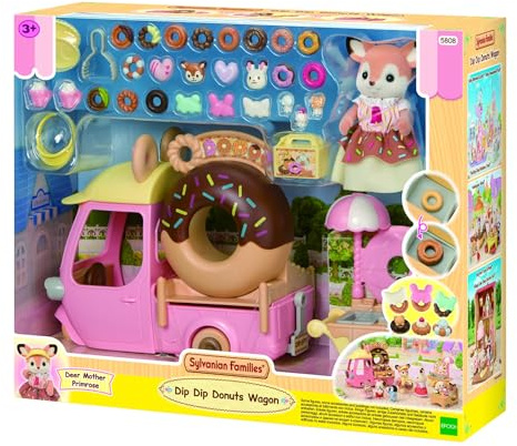 Sylvanian Families - 5808 Donutwagen mit Figur, Spielset mit Tierfigur, samtige Tierfiguren, Spielzeug für Kinder ab 3 Jahren