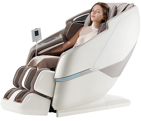 ROTAI Full Body Massage Chair 4D Dual Roller Mechanism Zero Gravity Recliner Back Neck Relax Massage Chair for Home (Beige, A68Pro)