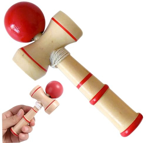 Hperu Kendama-leksak, 12,7 x 6,8 cm stor trä Kendama, klassisk japansk fingerfärdighetsleksak, tränar kroppens koordination och kontroll för nybörjare och proffs