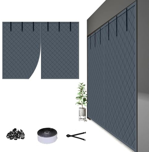 Winters Garage Door Screen Magnetic Thermal Insulated Door Curtain 183x183cm 274x213cm 229x229cm Thermal Garage Door Cover Weatherproof(Grå,W229xH274cm)