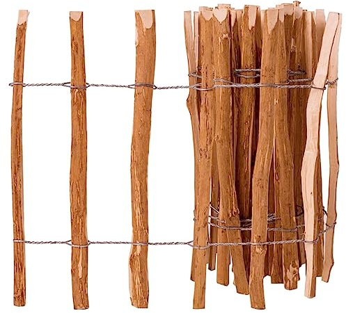 Clôture en lattes en bois de noisetier naturel, 60 x 500 cm, rouleau de clôture de jardin robuste, brise-vue pour l'extérieur, clôture durable pour jardin et étang