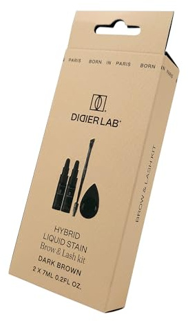 DIDIER LAB Hybrid Kit Tinte para Cejas y Pestañas – Dark Brown – Efecto de color en la piel hasta 10 días y duración en el vello hasta 6 semanas – Uso profesional y doméstico – Disponible en 4 tonos