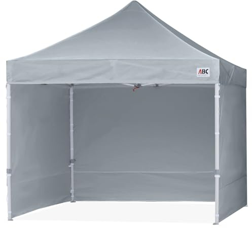 ABCCANOPY 3×3M Faltpavillon, Tragbarer und Stabiler Partyzelt, Wind- und Regendichter Gartenpavillon, mit 4 Seitenteilen,Grau
