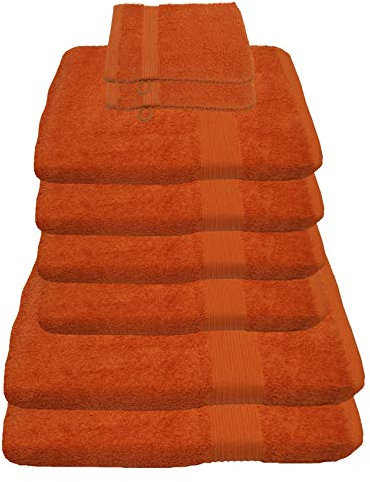Julie Julsen 8 TLG Handtuchset 2 Badetücher 4 Handtücher + 2 Waschhandschuhe gratis Reine Baumwolle über 30 Farben Terracotta