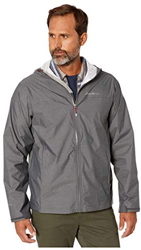 Eddie Bauer Men's Cloud Cap Rain Jacket, Waterproof, Dk Smoke Htr, Large
