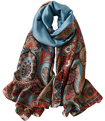 NUWEERIR Womens 100% Large Mulberry Silk Scarf Long Satin Scarf Fashion Lightweight Wraps