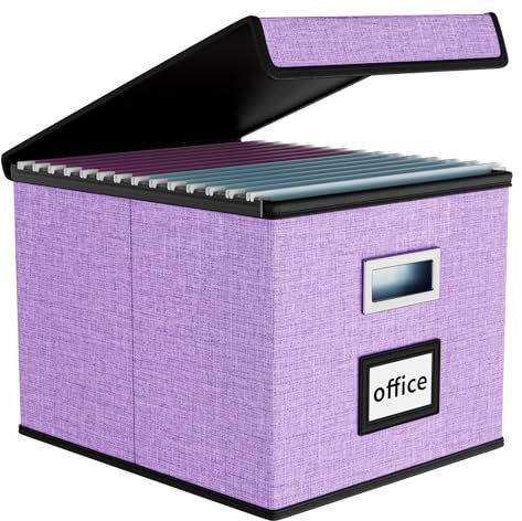 Huolewa Scatola portaoggetti decorativa con coperchio, in lino, con scivolo in plastica per ufficio/decorazione/Hom, scatola universale da appendere, per lettere, cartelle legali