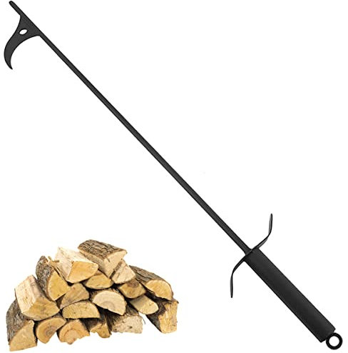 40-Inch Fire Pit Poker Extra Long Heavy Duty Wrought Steel Fire Poker Durable Solid Steel Campfire Poker Black Fire Poker Stick Portable Outdoor Fire Poker for Fireplace Camping Fire Stove Hiking