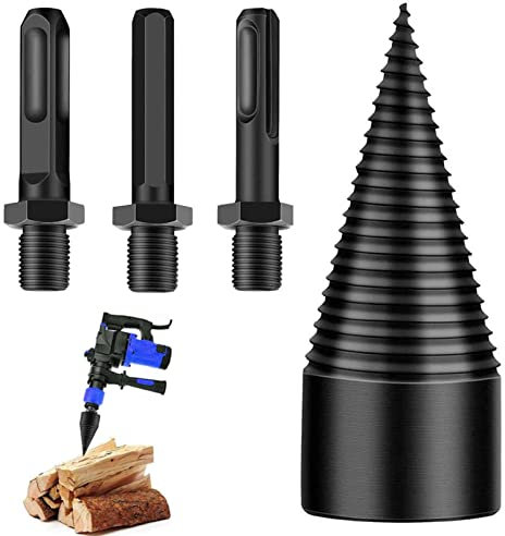 42 mm Taladro de Cono,Divisor de Madera,Taladro Escalonado,Partir Troncos de Madera,Taladro Eléctrico Cónico,Partir Troncos de Madera,Cortar leña,Cortador de Troncos,Tornillo de Cono Conductor