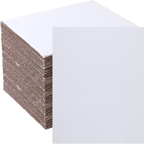 Confezione da 50 fogli di cartone ondulato, piatti, in cartone, quadrati, separatori per progetti artistici, fai da te, artigianato, forniture (bianco, 20 x 25 cm)