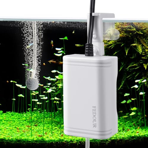 PYPABL Mini Aquarium Air Pump, Silent Hanging Fish Tank Oxygen Pump, Whisper Aerator for up to 75L Fish and Turtle Tank (1 Outlet)