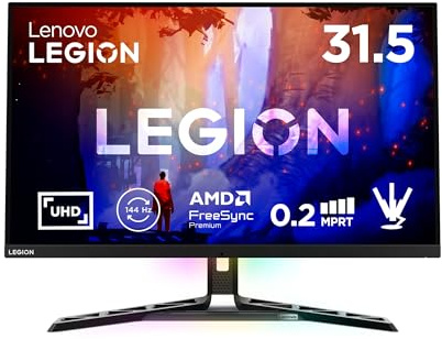 Lenovo Legion Y32p-30 Monitor Gaming 31.5 UHD (3840x2160), IPS, 0.2ms, 144Hz, Altoparlanti, Regolabile, AMD FreeSync Premium, HDMI 2.1 + DP + USB-C