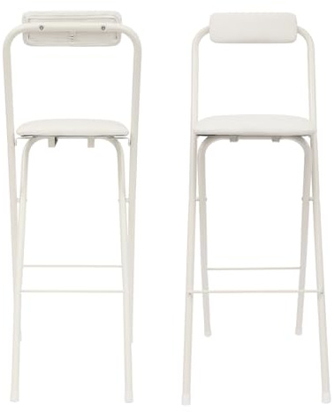 Lot de 2 tabourets de bar portables pliables - Chaise haute pliable avec dossier - Tabouret pliable rembourré - Pour bar, café, camping, capacité de charge : 125 kg
