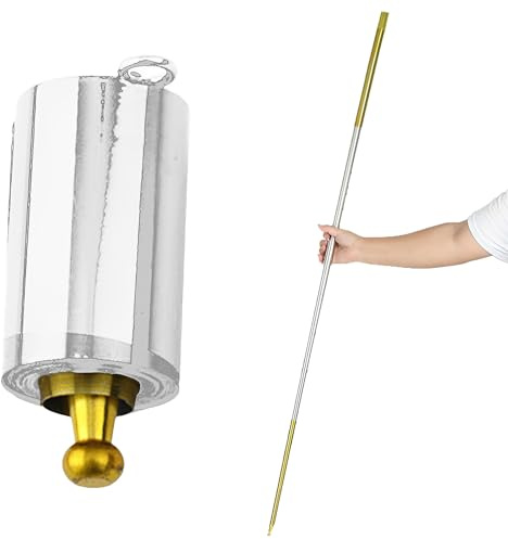 RVYEIOP Varita Mágica Extensible Dorada y Plateada 1.1 Metros - Varita Telescópica Retráctil Profesional para Magia, Espectáculos y Trucos de Ilusionismo