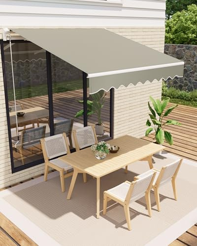 GarveeLife Store à Bras articulé 300 x 250 cm, UV40+ et imperméable, avec manivelle et Support Mural, Longueur + Angle réglable, Stores pour terrasse et Balcon, Protection Solaire, de Balcon