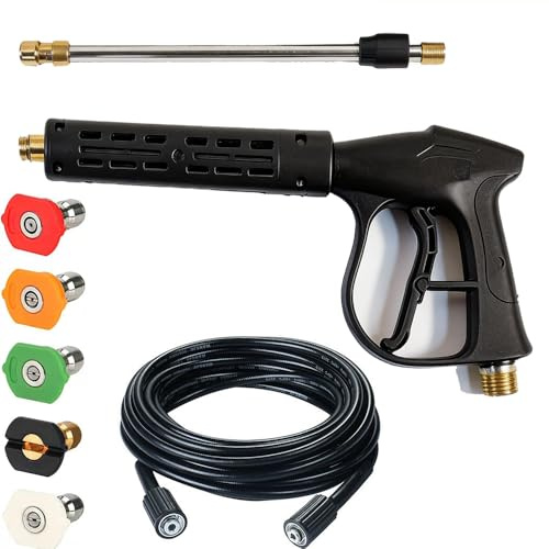 Pistola Idropulitrice,Lancia Idropulitrice,Lancia Per Idropulitrice,4000 PSI Idropulitrice Deluxe,con Prolunga Bacchetta,5 Punte Ugello con Connettore,tubo da 8 metri,per Lavaggio Auto