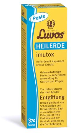 Luvos Heilerde imutox Paste - Gebrauchsfertige Paste zur Bindung von Schadstoffen - Reinigt porentief, bindet Feinstaub und Schadstoffe, verbessert die Durchblutung der Haut - 370 Gramm