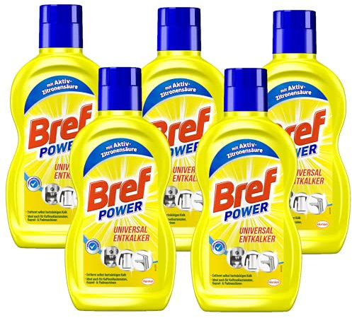 Bref Power Universal Entkalker für Kaffevollautomat & Kaffeemaschinen, 5x500ml, Kalklöser mit Aktiv-Zitronensäure für Küchengeräte
