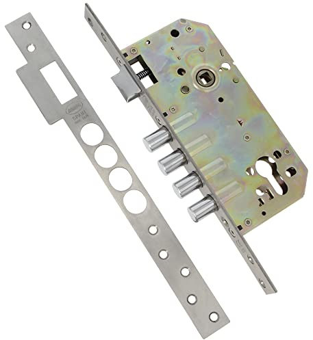 Amig - Cerradura de Embutir Con Bulones para Puertas de Madera Mod. 101 BASE | 50/85 mm | Sin Cilindro y Escudo de Seguridad | Picaporte Reversible | Acero Inoxidable 18/8