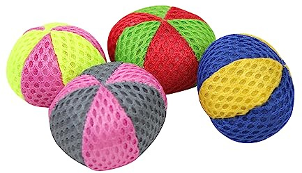 Balles fourrées d'herbe à Chat, Tissu, 4 pièces, 4 cm, colorées