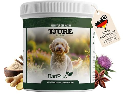 TJURE Barf Plus 500 g | Barf Complete Pulver für Hunde | Ergänzungsfuttermittel zur Fütterung im Rahmen der Rohfütterung | Mit Mineralstoffen, Kräutern & pflanzlichen Komponenten