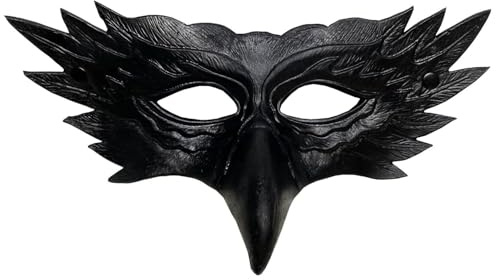 MIMIKRY Maschera semi-maschera gufo Uhu con becco lungo uccello maschera gufo maschera venezia maschera commedia dell'arte aquila, colore: nero