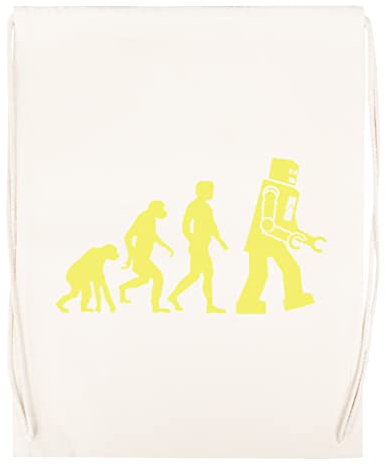 Newtee Sheldon Robot Evolution Beige Sporttasche Wiederverwendbare Sporttasche Aus Baumwolle Mit Kordelzug