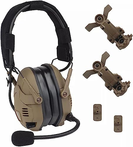 ACEXIER Casque tactique Bluetooth - Réduction du bruit - Pour casque OPS Core ARC et Wendy M-LOK - Casque de chasse - Accordage rechargeable (Tan)