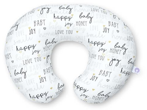 Boppy Cuscino Allattamento per Neonati 0+ Mesi, Forma Ergonomica con Supporto per Mamma e Bambino, Supporto Neonato per Allattamento al Seno e col Biberon, Lavabile in Lavatrice, Fantasia Hello Baby