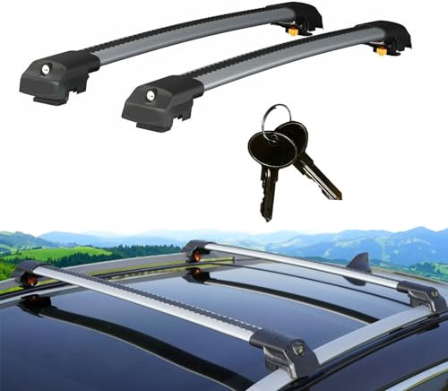 Rekapa-Tvärstång Kompatibel Med Jeep Renegade 2014-2023; Takräcke, Takstänger För Bilar Med Takräcken, Låsbar Aluminium Rälsbärare, 2 Pcs Grå
