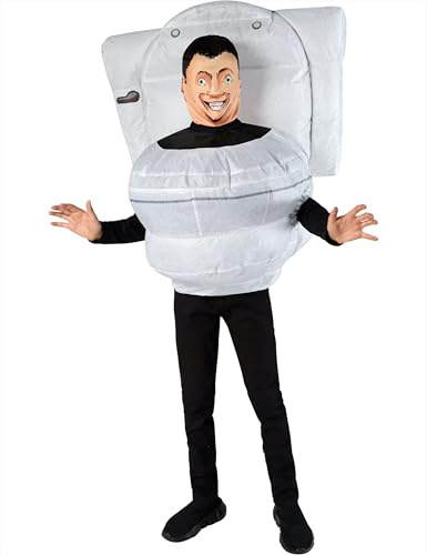 Rubies Disfraz Skibidi Toilet para niños y niñas, Traje inflable con ventilador y máscara, Licencia Oficial Skibidi Toilet, Retrete, Talla única para Carnaval, fiestas