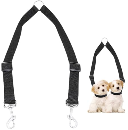 Tangle-Free Double Dog Leash - Adjustable Dual Pet Lead for Walking 2 Dogs (Small Breeds) - No-Tangle Splitter Design for Easy Training & Control (Black)