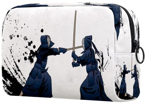 Japanese Fight by Kendo Sword sminkväska för kvinnor, resepoalettartiklar, stor makeup, praktisk väska, organiseringsväska med dragkedja, mång, 18.5x7.5x13cm/7.3x3x5.1in, Necessär