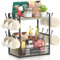 EsLuker.ly 2 Tier Coffee Bar Organizer Countertop Station Rack for Kitchen, Multi-Functional Coffee Mug Holder Display Stand, Accessory Storage Shelf with 12 Hooks, Light Grey-Black