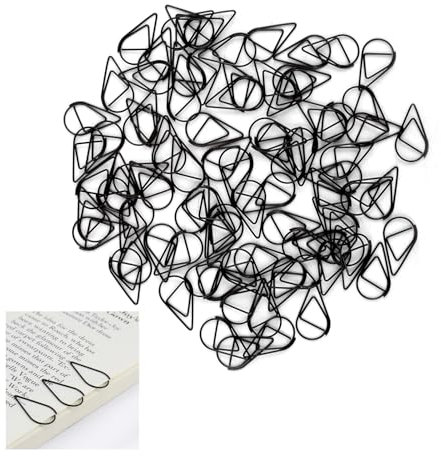 200 Pcs Durable Briefklammern, Wassertropfen Form Papierklammern, Robuste Metallklammern für Dokumente, Fotos und Dekorationen, für Büro, Schule und Zuhause, Schwarz
