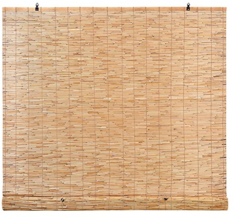 Forever Bamboo Light-Filtering Cordless Bamboo Reed Blinds Shades for Windows Manual Roman Blind Roll-Up Shades Natural 48 in W x 72 in H (Pack of 2)