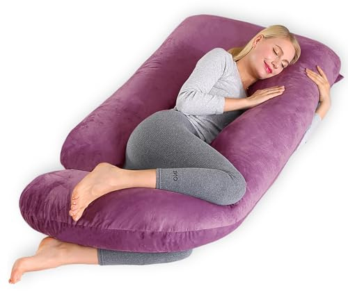 CALIYO Pregnancy Pillow Full Body Pillow, J Shaped Maternity Pillow Cuddle Pillow Support for Back, Hips, Legs, 180 x 70 cm Comfort Long Pillows for Sleeping Reading and Watching Television