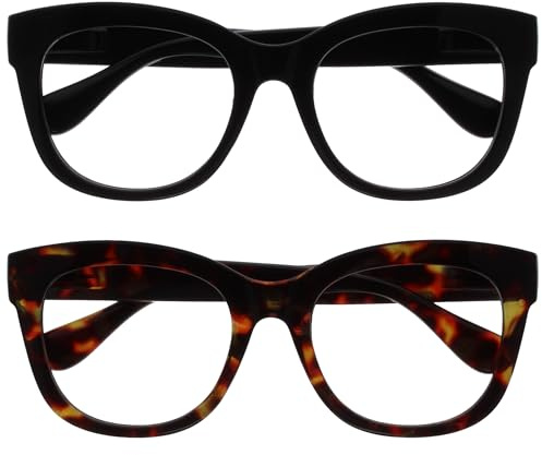 OPULIZE BIG Lunette anti lumiere bleue femme & homme - Lunettes Ecran/Gaming - Anti-éblouissement Anti-Reflet Protection UV - Lot de 2 - Noir Brun