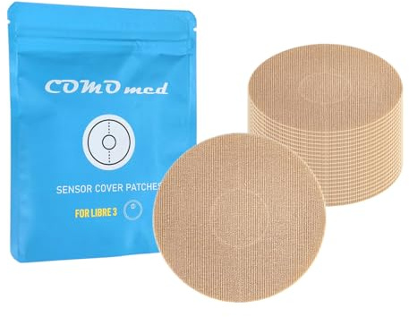 COMOmed Sensor Cover Patches - Waterproof Adhesive Patches - Long Fixation for Continuous Glucose Monitor Sensor - Lasts 20 Days (25 Pack)