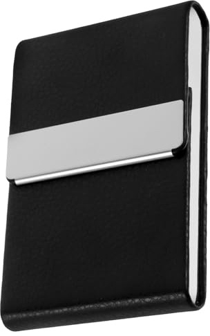 FUNOMOCYA Porta Biglietti da Visita in Metallo Nero Resistente e Antisbiadimento Custodia Protettiva per Carte Business Design Sottile e Capiente per Uomini e Donne