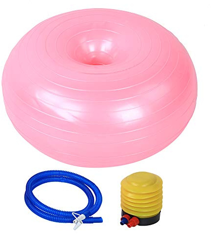 UMDHAIYI Palla da Yoga Gonfiabile per Esercizi con posti a Sedere antideflagrante addensata a Forma di Ciambella Rosa in PVC da 50 cm