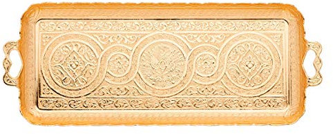Türkisches Osmanisches Serviertablett für Kaffee, Tee, Getränke (kleines Tablett) (13 INC5,5 INC) (Gold)