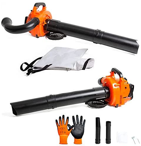 AMC Soplador de Gasolina con función de aspiración Equipado con Motor de 2 Tiempos de 25,4 CC Compacto y Ligero, con Dos Tubos de Repuesto y Bolsa de 50 litros Gratis, Kit de Accesorios