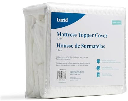 LUCID Bezug für Matratzentopper – rutschfest – Weich und atmungsaktiv – maschinenwaschbar mit Reißverschluss (Topper nicht inklusive) – 150 x 200 cm, 10 cm Höhe