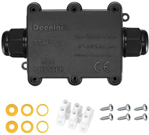 Boîte de Jonction étanche IP68, Boîte de Dérivation Etanche Electrique Exterieur, 2 Voies Connecteurs de Câble M20 pour Cable 5mm à 15mm Diamètre