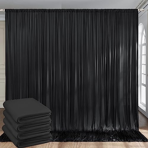 Cortina Negra 3x6 m para Telón de Fondo de Fiesta, Boda, Cumpleaños, Baby Shower, Bautizo y Ducha Nupcial - Poliéster