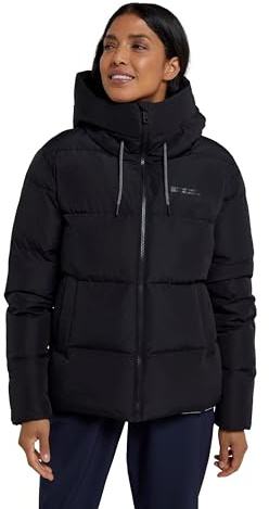 Mountain Warehouse Toasty Womens Short Padded Jacket - Water-resistant Ladies Puffer Coat with Thermal Tested -30°C - Spring Summer, Outdoors, Travelling & Hiking Black Women's Size 12