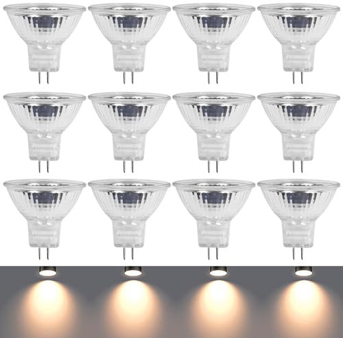 Molbory 12 Stück MR11 GU4 12V 35W Halogenstrahler, Halogen Reflektor Glühbirne, Halogenlampen Reflektor Leuchtmittel, Dimmbar Halogen Spot Strahler, 250LM, 30°Abstrahlwinkel, Warmweiß 2700K