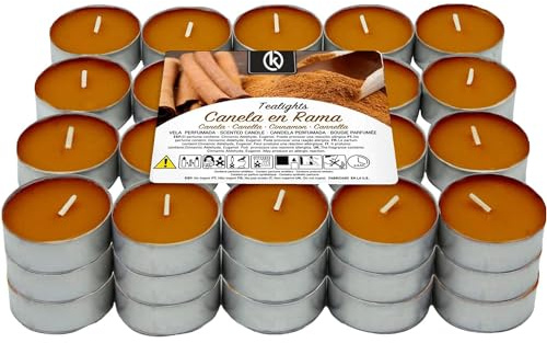 KROWN - Velas de Té Perfumadas, Velas Decorativas Aromáticas (Canela, 60 Velas)